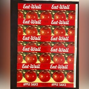 Vintage NOS Lot of 6 Eat-Well Can Labels Apple Sauce Advertising